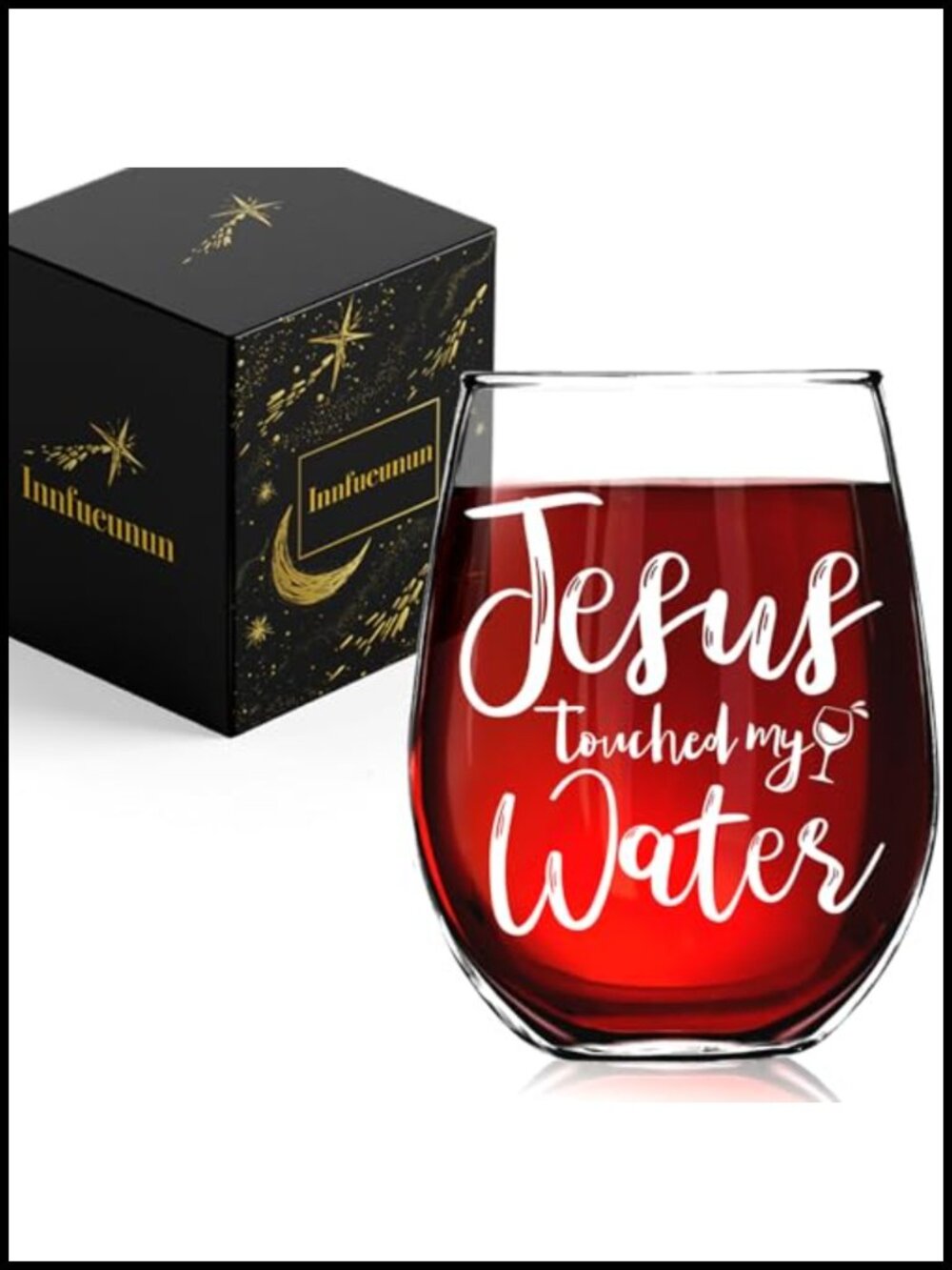 Stemless Wine Glass 15 oz Crystal Funny Christian Faith Gift